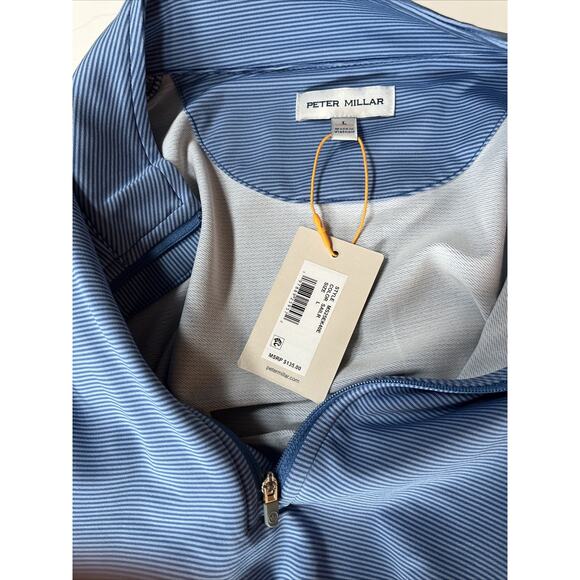 Peter Millar Woman’s Blue Quarter Zip Golf Long Sleeve Polo Large NWT Arm Logo - Picture 4 of 9